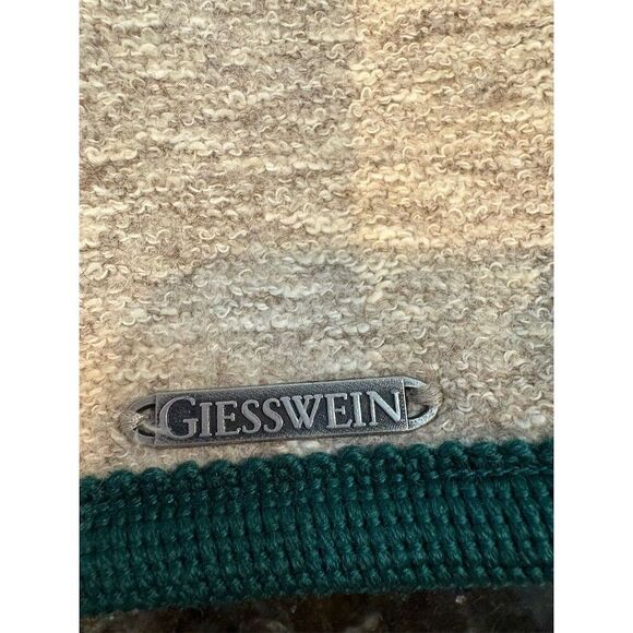 Giesswein Women's Wool Blend Sweater Jacket Size 10 Tan Green Embroidered - Picture 8 of 13